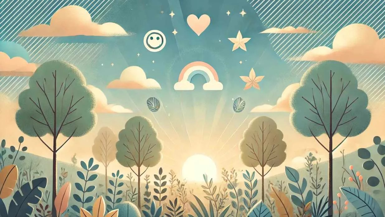 a drawing of a sun rising in a forest